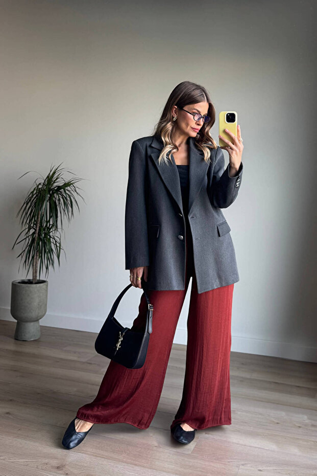 Anthracite Silver Buttoned Lined Blazer Jacket - 2