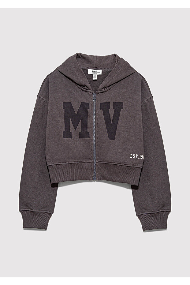Mv Printed Dark Gray Girls' Sweatshirt M7S10128-90778