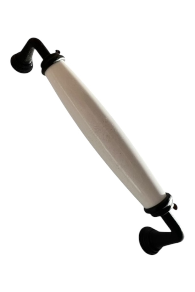 مقبض خزانة المطبخ من البوليمر، أبيض-أسود، بدون نمط، 128 مم، مقبض فاخر من المعدن الثقيل