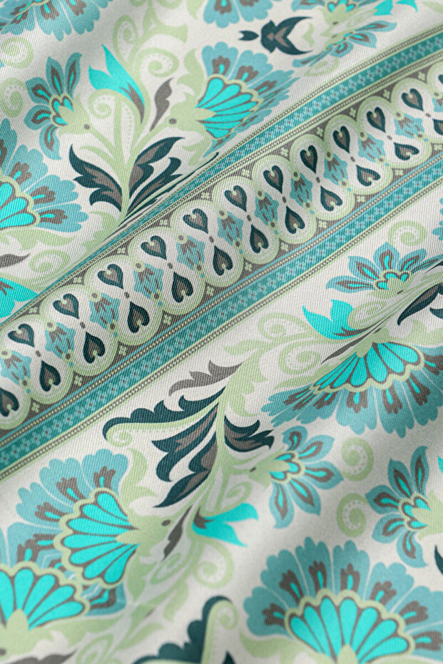 وشاح حريري بنمط النعناع والقرنفل - 2