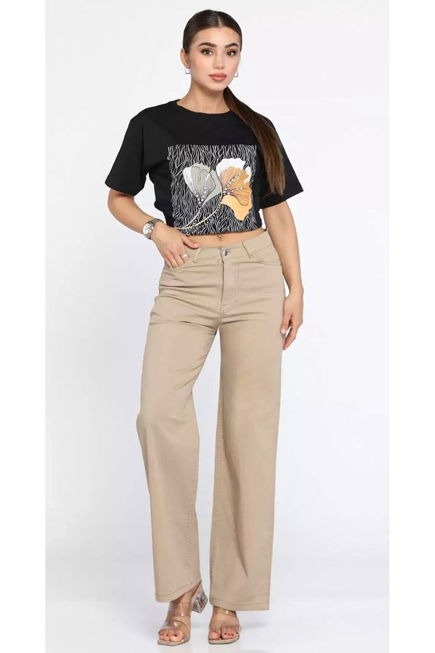 Women's High-Waist Palazzo Jeans (2026)^^^^Relaxed Fit Stretch Denim Pants^^^^