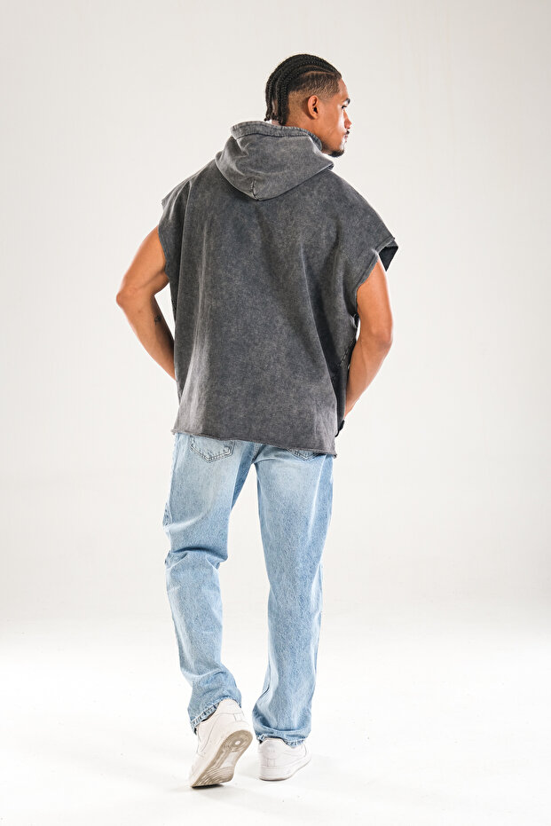Premium Kapüşonlu Antrasit Sweat - 5