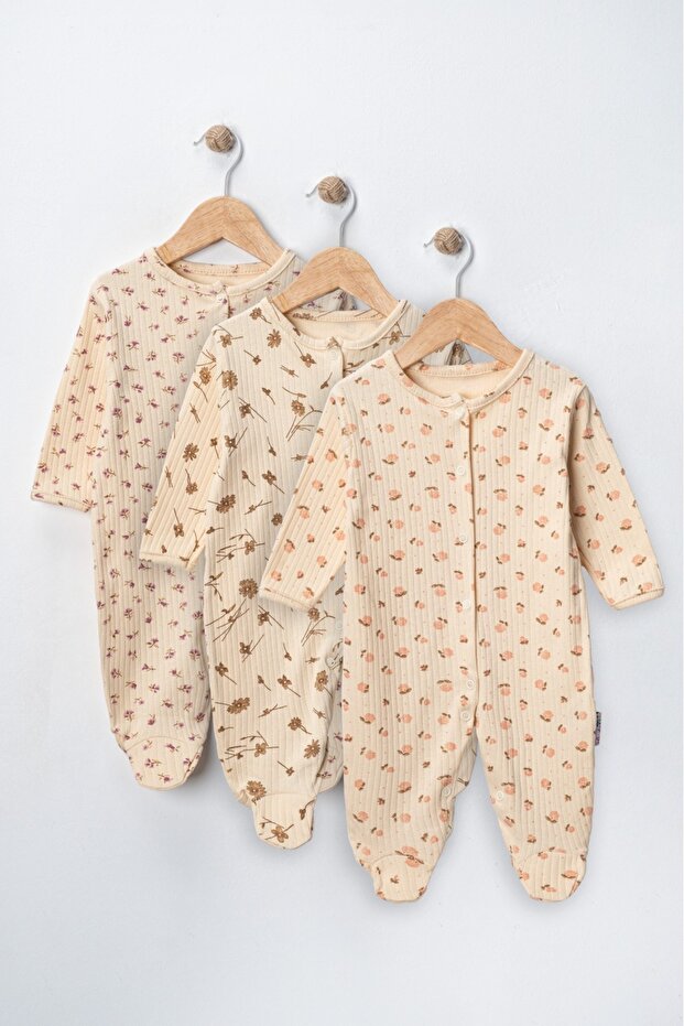 Baby Patterned Transitional Cotton Newborn 3-6-9 Months 3-Piece Outfit Romper Set Sleep Sack