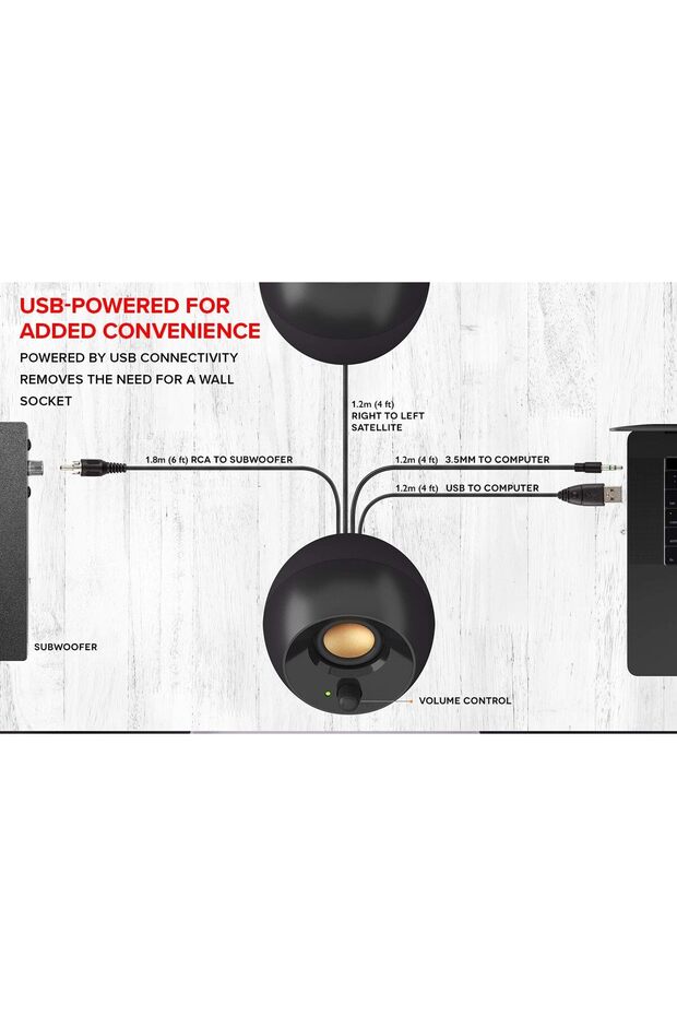 Pebble PLUS 2.1 USB-Powered Desktop Speakers with Down-Firing Subwoofer and Far-Field Drive - 5