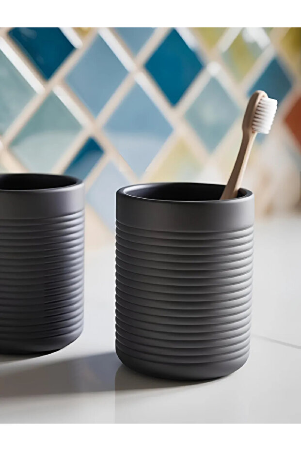 Modern Striped Design Toothbrush Holder & Pen Holder - Minimalist Organizer