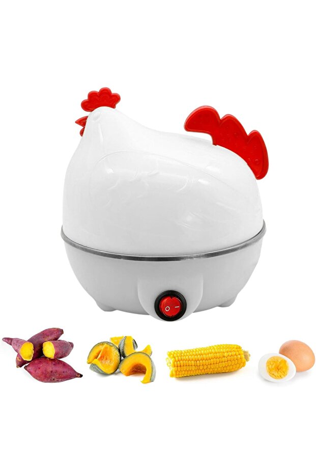 Egg Steamer - 7-Egg Capacity Chicken Shape Fast Egg Machine | Steamer for Poached, Medium and Hard-B