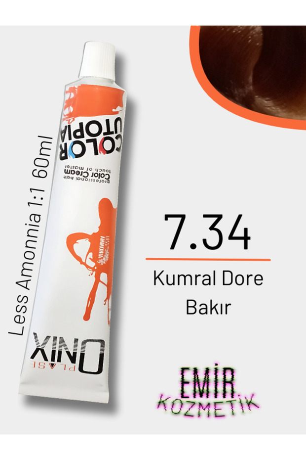 Düşük Amonyaklı Saç Boyası 60ml Kumral Dore Bakır 7.34 - 1
