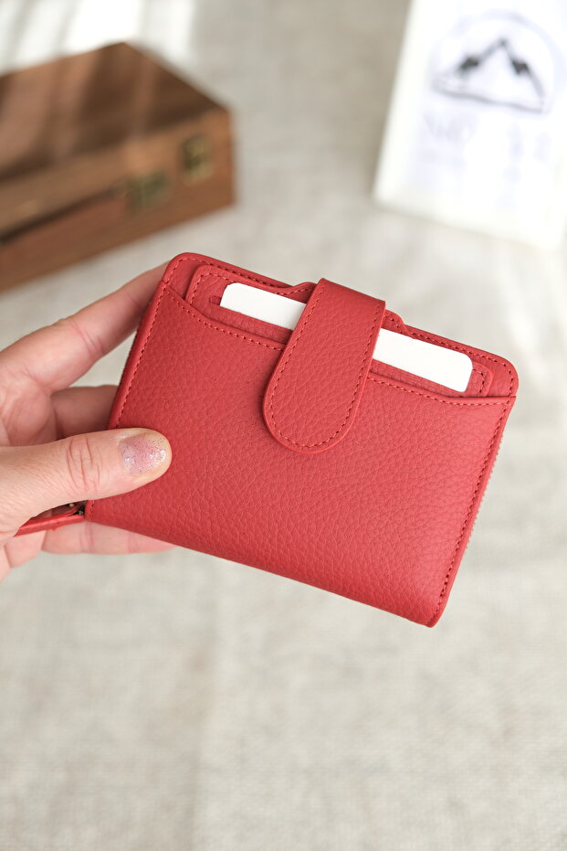 Stylish Genuine Leather Women's Wallet with Coin Compartment and Snap Closure