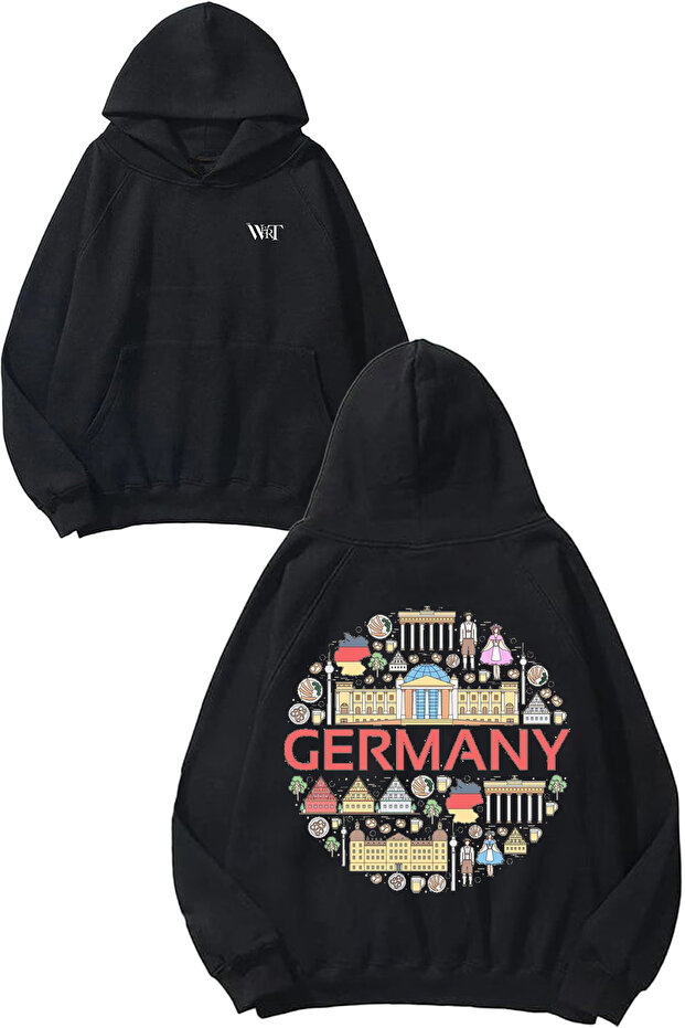 Germany 3 Design Back Printed Black Hooded Sweatshirt