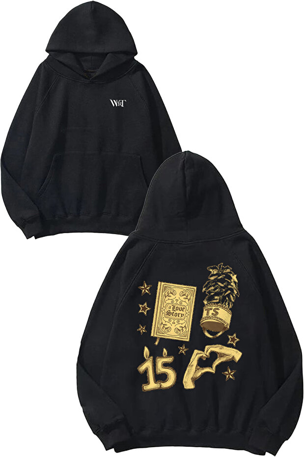 Taylor Swift 12 Design Back Printed Black Hooded Sweatshirt