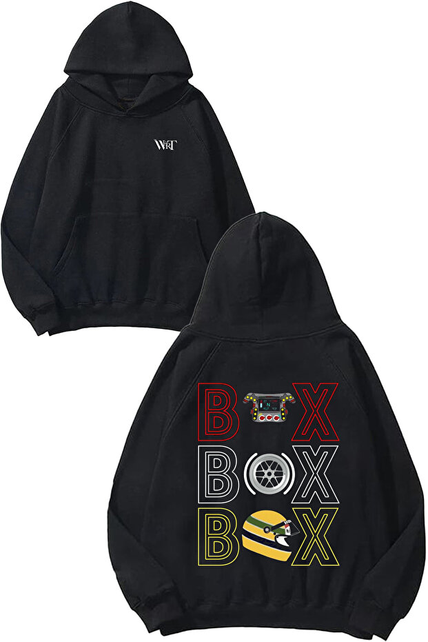 Box Box Box Formula 1 2 Design Back Printed Black Hooded Sweatshirt