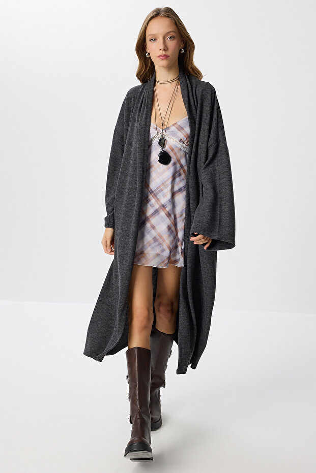 Long Soft Knitted Cardigan Lub0238 Anthracite