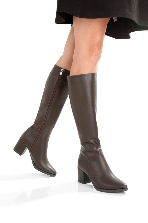 Pointed Toe, Below the Knee, 5 cm Thick Heel, Women's Boots, New Season