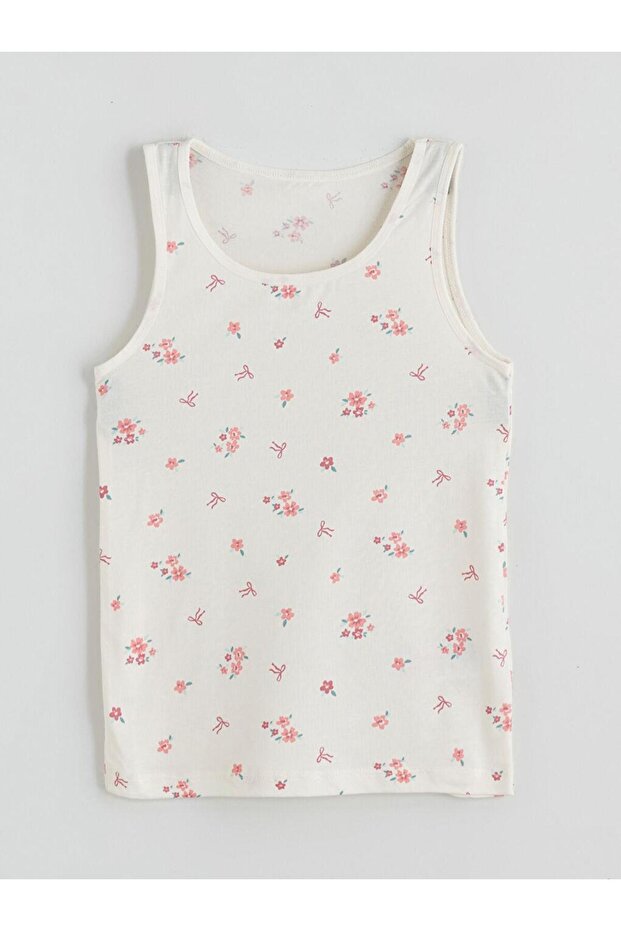 Bisiklet Yaka Çiçekli Kız Çocuk Atlet 2'li (W5) - 5