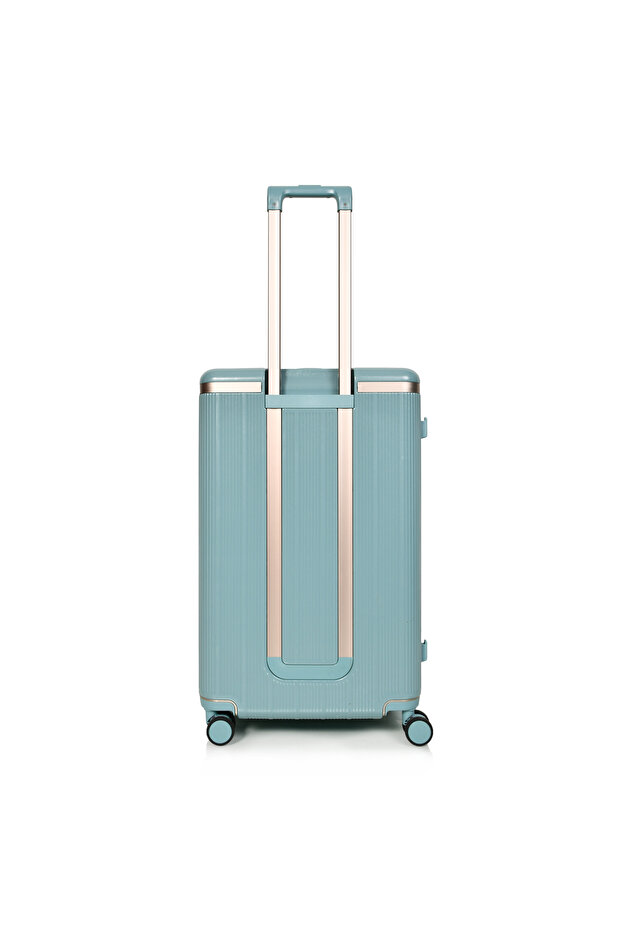 Durable and lightweight four-piece suitcase with four spinner wheels and a numbered security lock. - 7