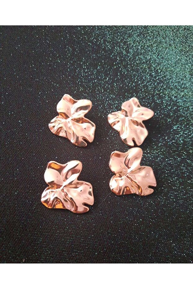 Z.A.R.A Model Leaf Patterned Top with Wrinkled Gold Design, Large Size, 4-Piece Button Set (3.2cm) - 4