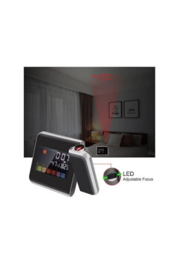 Clock with Calendar, Thermometer, Hygrometer, Color Display and Time Projection on Ceiling and Walls - 4