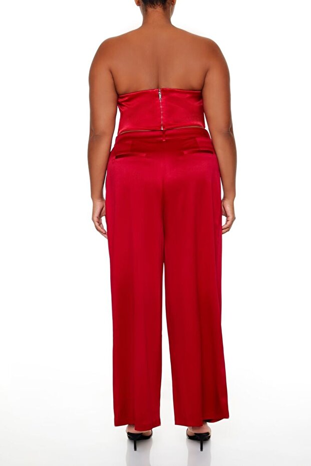 Plus Size Saten Pantolon - 1