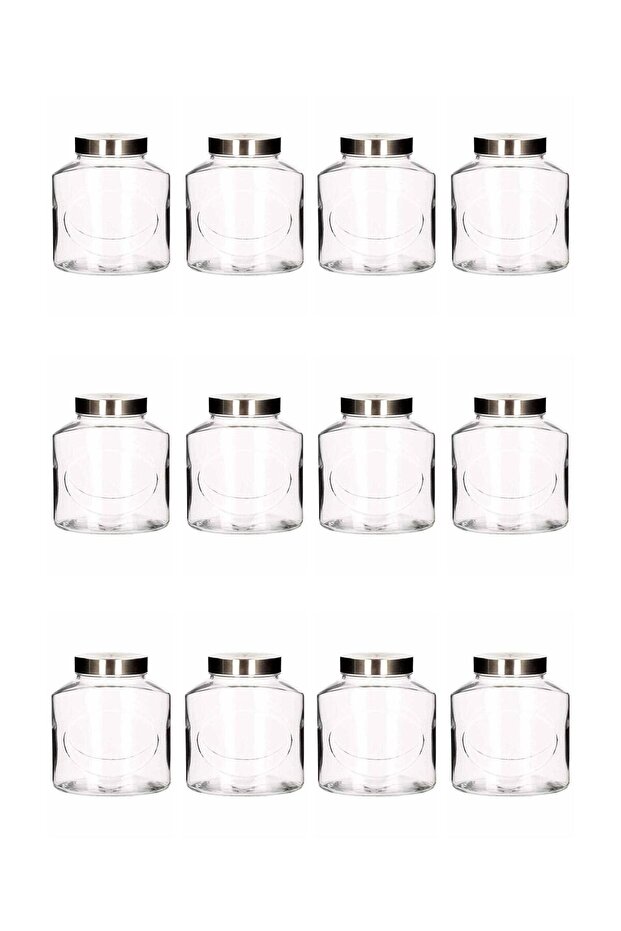 12-Piece Ellipse Glass Jar with Metal Lid 1000 ml - Food Container - Arrangement - Organizer - Storage Container