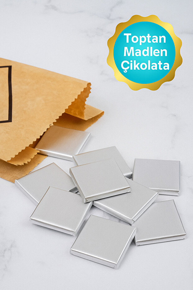 belchocolate Gümüş Sargılı Sütlü Madlen 100 Adet İkramlık Çikolata