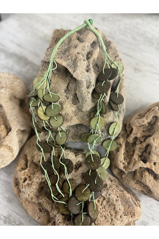 Yeşil ahşap kolye - 4