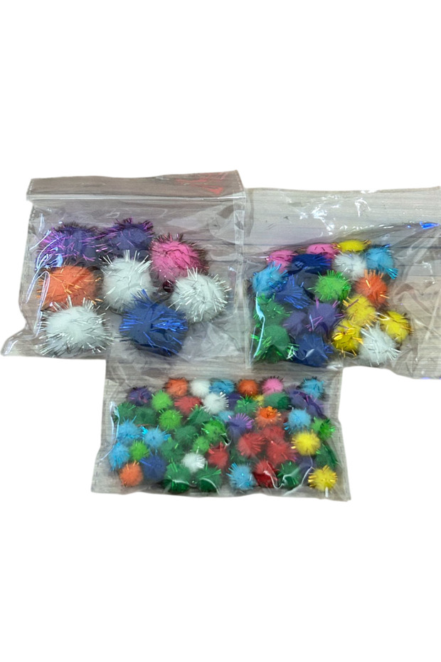 Glitter Pompoms 30 mm - 20 mm - 10 mm (78 Pieces) the Price Is for 3 Packs....