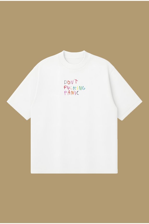 Don't Fucking Panic Boxy Fit Oversized Unisex 100% Cotton T-shirt – Printed T-shirt | Streetwear