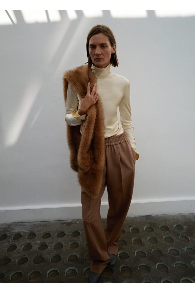 %100 yün elastik belli pantolon - 2