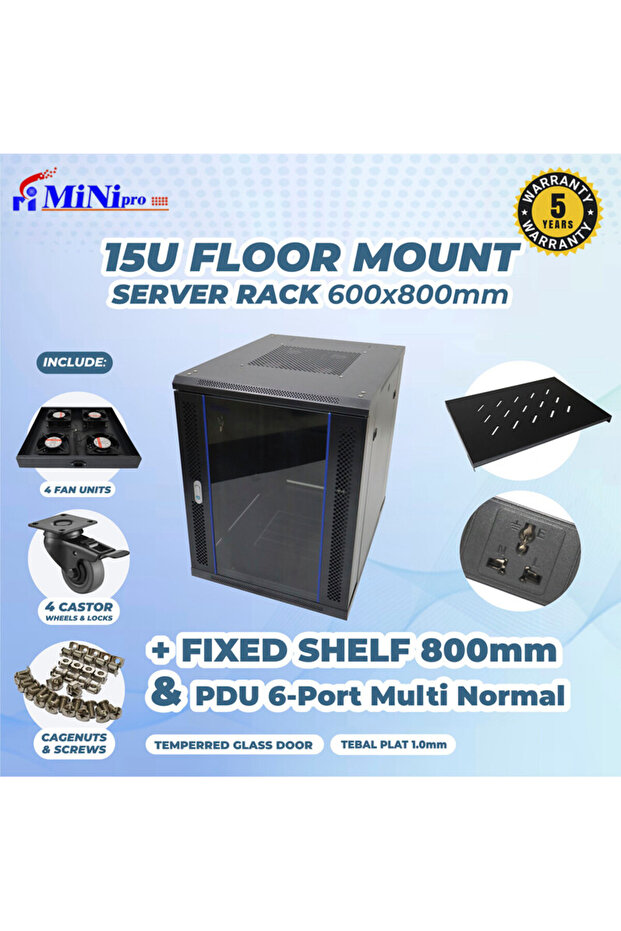 خزانة رفوف مثبتة على الحائط مقاس 18U - 3