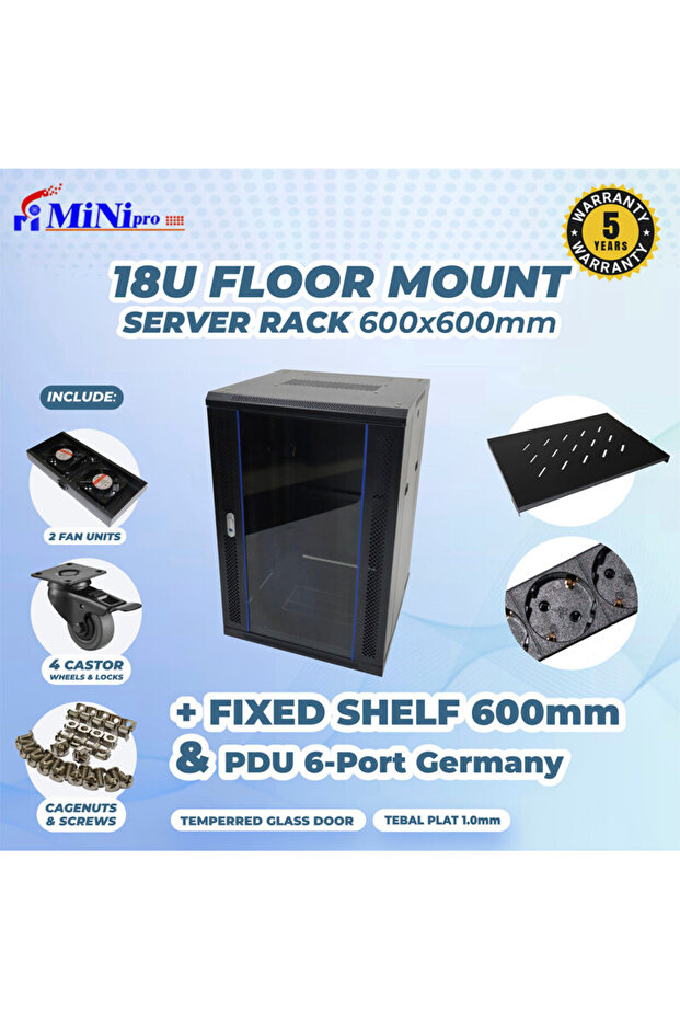 خزانة رفوف مثبتة على الحائط مقاس 18U - 2