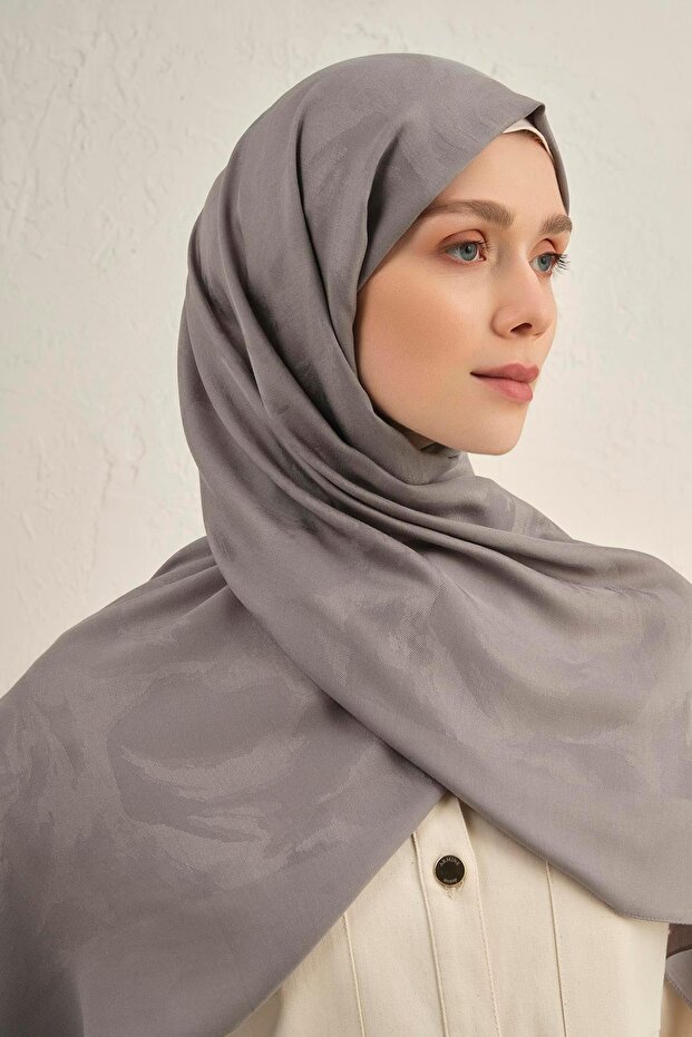 Lyocell Viscon Shawl - Wave Pattern 1 - Gray 19 - 3