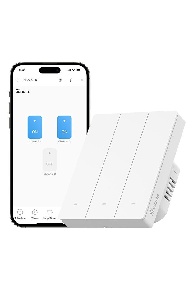 Smart switch ZBM5-3C-80W, Zigbee, 3 channels, 10A - 1
