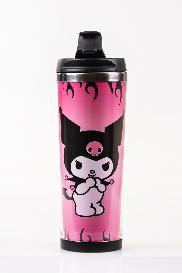 Kuromi Decorated Steel Mug Thermos - 360 ml | Leak-Proof Lid, Steel Inner Bowl, 19 cm