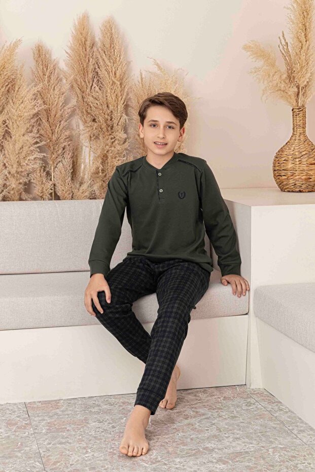 Erkek Ekose Ve Kareli Uzun Kol Mevsimlik Pijama Takımı Baba-Oğul Kombin Tek Tek Sepete Eklenmelidir. - 6