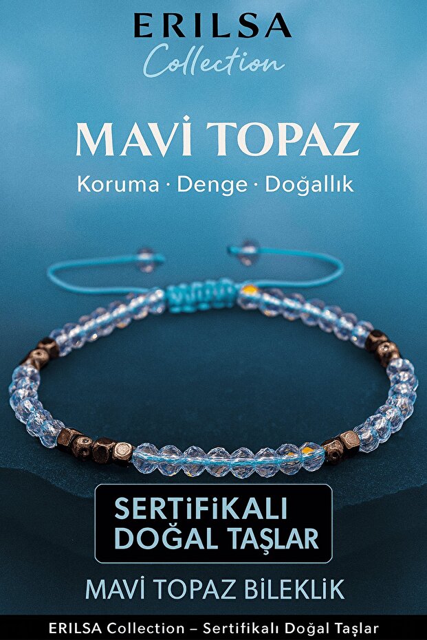 Certified Terahertz Blue Topaz Natural Stone Bracelet Thin Model – Elegant and Stylish Design