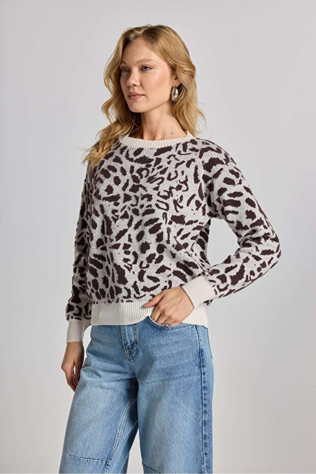 Leopard Patterned Embroidered Sweater - 5