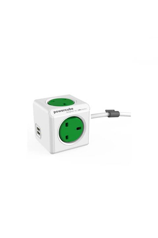 PowerCube Smart Cube with 4 Triple Sockets and 2 USB Ports - Green - 1