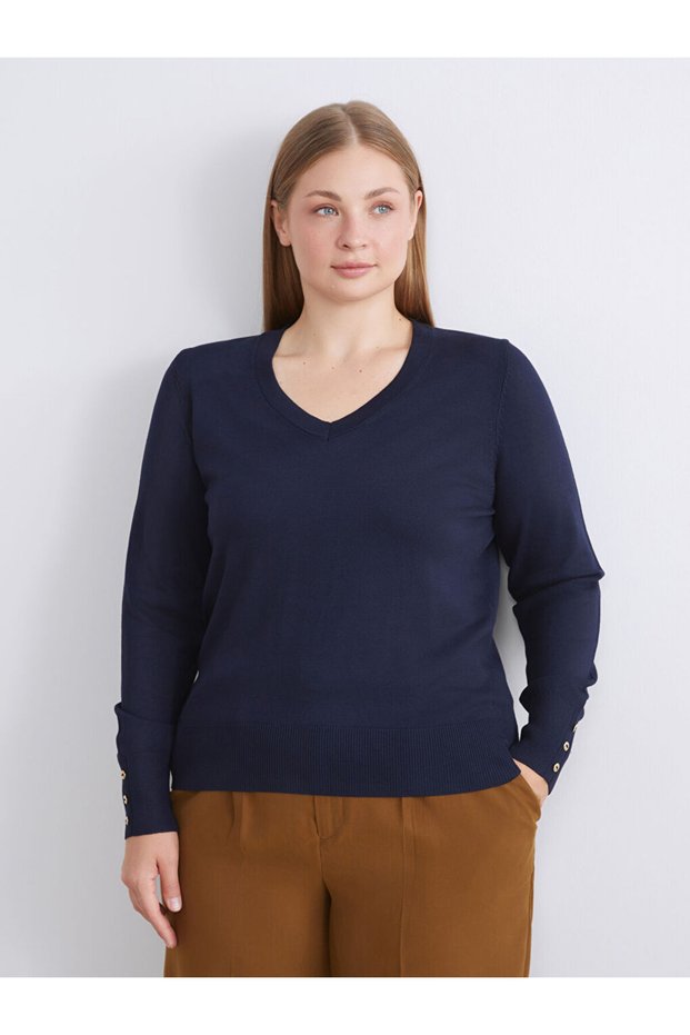V-Neck Women's Knitwear Sweater