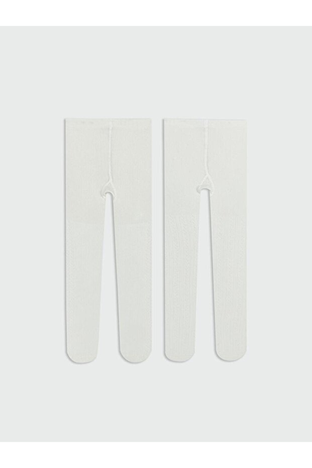 Desenli Kız Çocuk Külotlu Çorap 2'li (W5) - 1