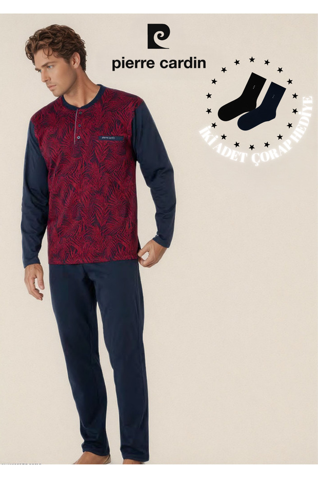 Men's 100% Cotton Jacquard Long Sleeve Pajama Set Ol.Pc.6111.001