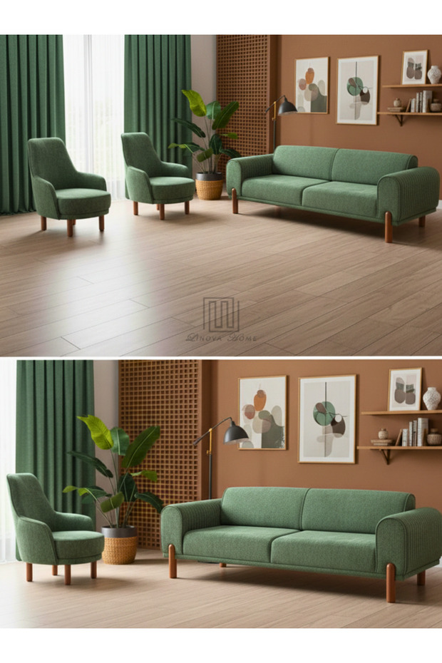 Runa Koltuk Takımı 3+3+1+1 Yeşil Renk - 1