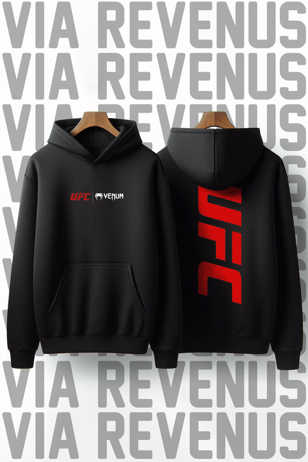 Ufc Front and Back Printed Hooded Sweatshirt
