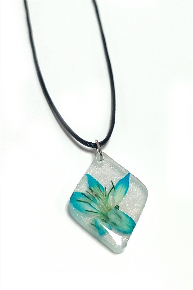 Rose Flower Baklava Sliced Epoxy Necklace
