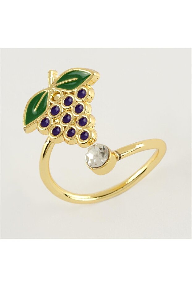 Grape Enameled Stone Joint Ring 1 Piece