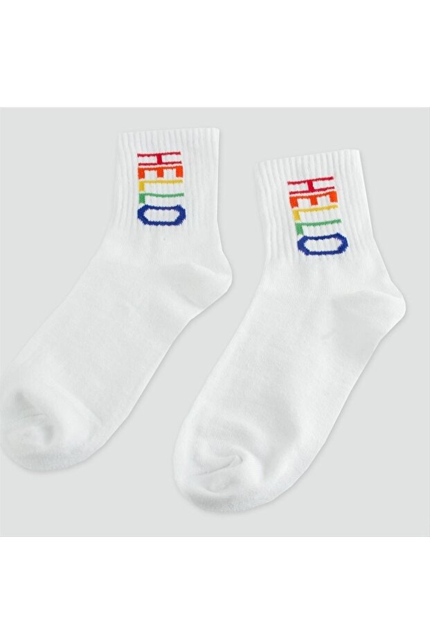 Hello Written College Socks 8*28
