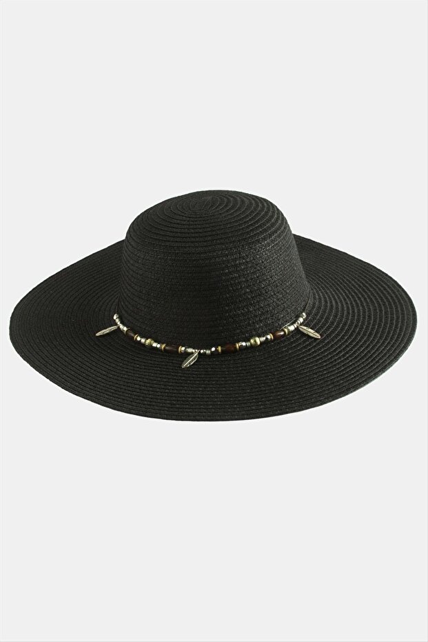 Leaf Beaded Straw Hat