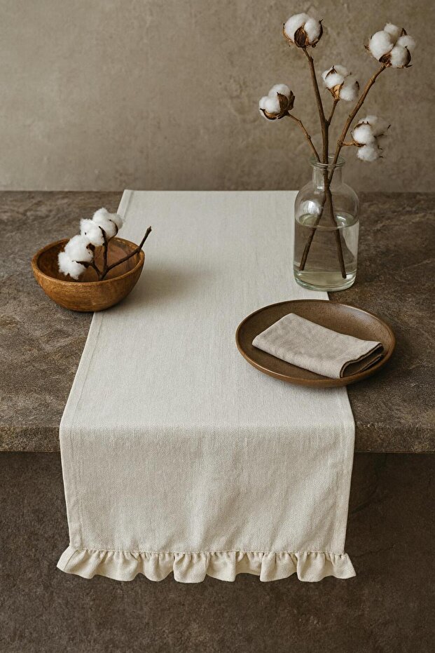 سجادة مفرشة من الكتان المزخرف بالكشكشة - 5