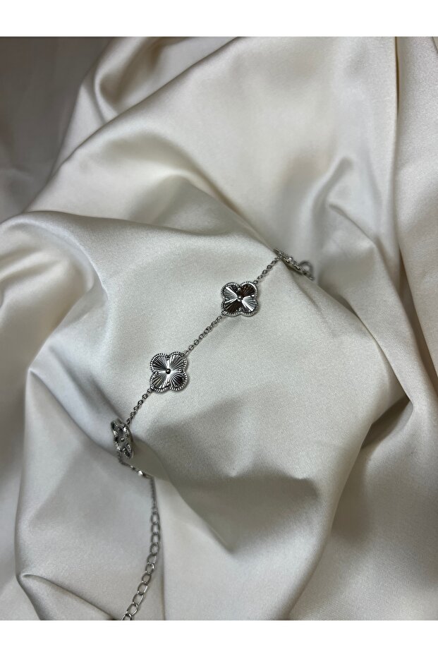 Çelik Silver Clover Bileklik - 3
