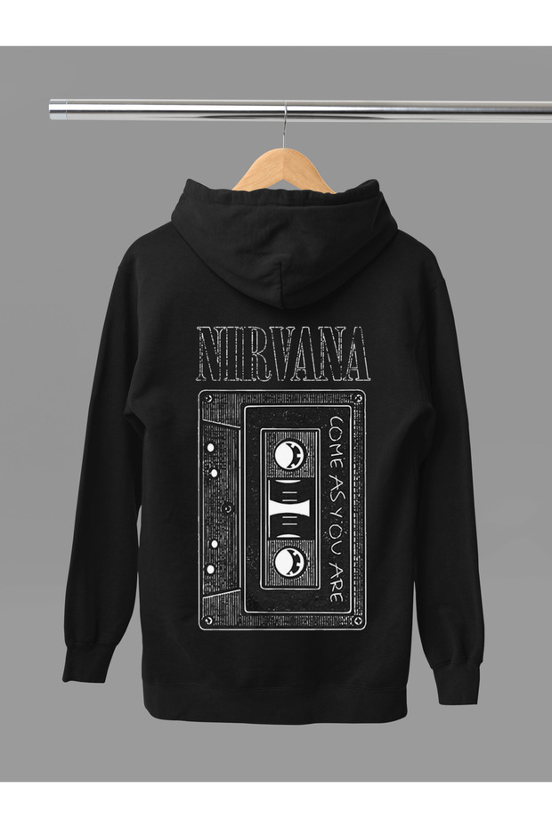 Nirvana Printed Cotton Long Sleeve Ribbed 3-Ply Hooded Rock Sweatshirt