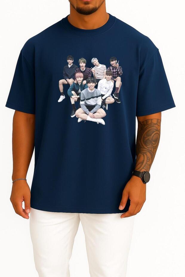 Oversize Bts Sticker N.O -Japanese Ver.- K-Pop, Group Chest Design Unisex T-Shirt